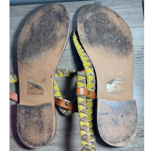 Free People Womens Tigan Sandals Thong‎ Yellow Braided Ankle Strap Summer Size 7 - Picture 5 of 7